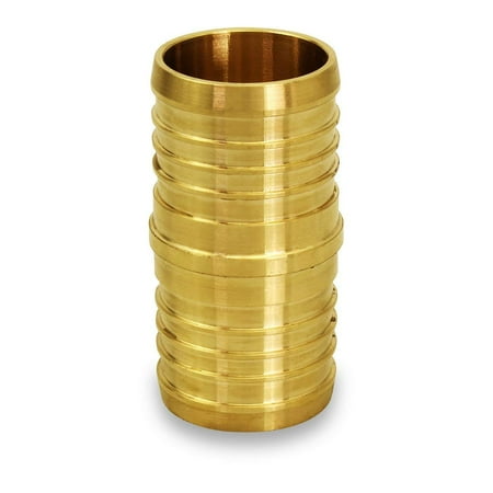 Brass Plumbing Pipe - PEX X PEX Straight Coupling Barb Pipe Fitting, 5/8 Inch Brass (10 pack)
