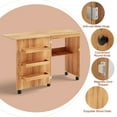 thumbnail image 4 of Gymax Folding Sewing Craft Table Shelf Storage Cabinet Home Furniture W/Wheels Natural, 4 of 10