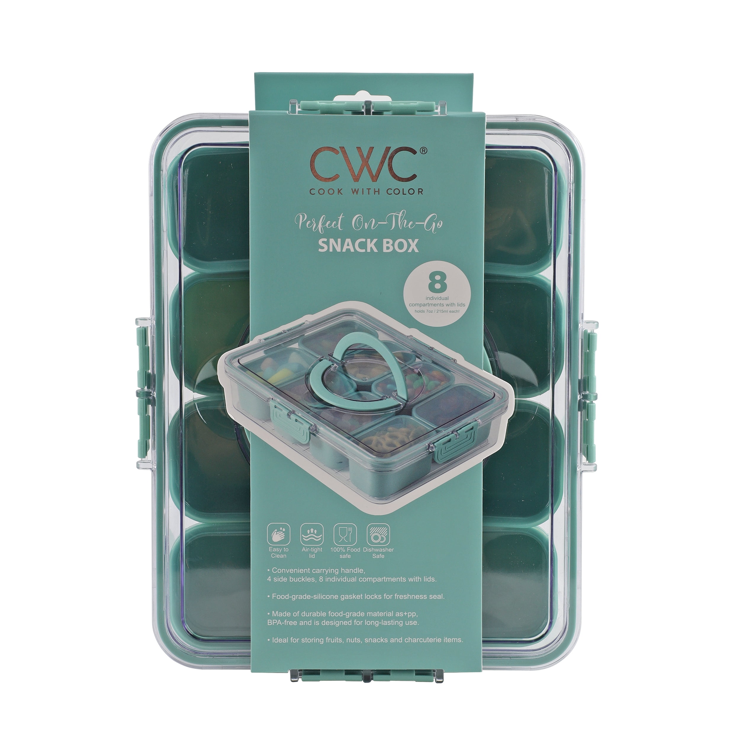Cook With Color Snackle Box, 8-Compartment Charcuterie Container