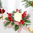 thumbnail image 5 of Christmas Fireplace Table Candle Holder Wreath Candle Ring Fall Halloween Artificial Eucalyptus Red Fruits Decoration, 5 of 6