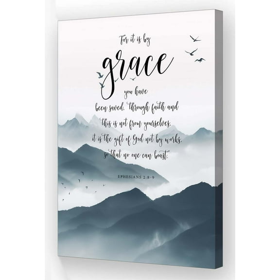Ephesians 2 8-9 By Grace Religious Wall Art Christian Scripture Poster Bible Quotes Wall Decoration Painting Canvas Set Poster Pictures