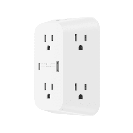Belkin 6-Outlet Surge Protector Power Strip, Wall-Mountable with 6 AC Outlets, Overvoltage Protection, LED Indicator - USB-C Port & USB-A Port w/ USB-C PD Fast Charging - 1680 Joules of Protection