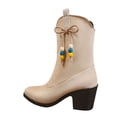 thumbnail image 1 of Bottes pour Femmes Talon Moyen Pointu Nœud Perlé Bottes d'Hiver pour Femmes Extérieur Intérieur, 1 of 7