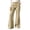Khaki, variant on Tqcoqu Women's Cotton Linen Flare Pants,High Waist Wide Leg Button Zip Pants with Pockets,Casual Straight Flared Trousers