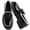 BlackWhite, variant on Knivor Chunky Low Heel Slip On Loafers for Women Patent Leather Bow Vintage Loafers Round Toe Platform Shoes for Office Casual Walking Occasions