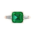 thumbnail image 2 of 3ct asscher cut green emerald 18k rose gold 3 stone Bridal Wedding Engagement Promise Anniversary Ring for Women size 5.75, 2 of 7