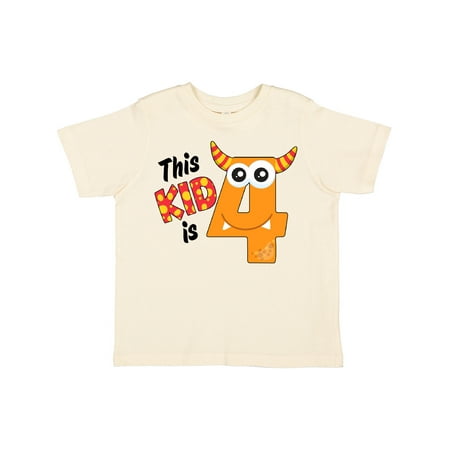 

Inktastic This Kid is Four- Monster Fourth Birthday Gift Toddler Boy or Toddler Girl T-Shirt