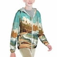 Cauagu Coastal Palm Beach Print Sun Protection Jacket for Teen,Full