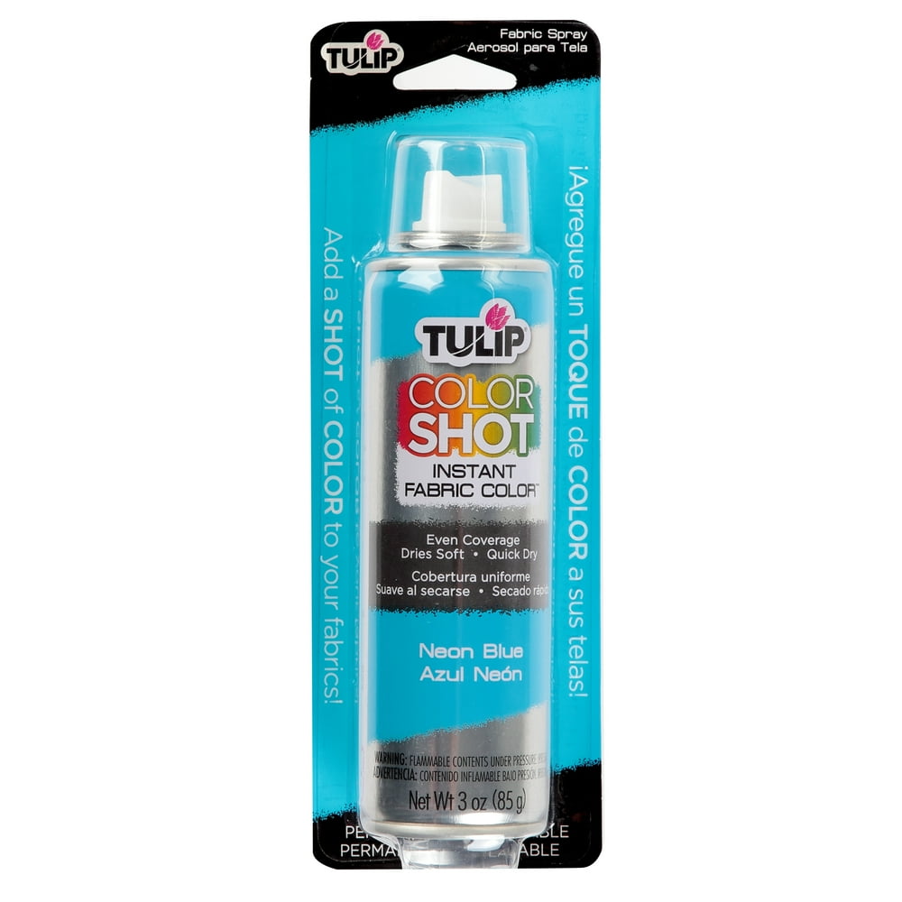 Tulip Color Shot Instant Fabric Paint Color Spray 3 oz Neon Blue