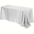 thumbnail image 2 of Holloyiver Satin Tablecloth 102 x 58 Inch Overlay Satin Table Cover Rectangle Bright Silk Tablecloth Smooth Fabric Table Decoration for Wedding Banquet Party Events, Ivory, 2 of 6
