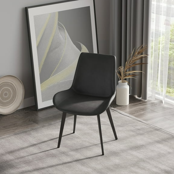 CoSoTower Modern Dining Chair Living Room Black Metal Leg Dining Chair-Grey-2Pcs/Ctn