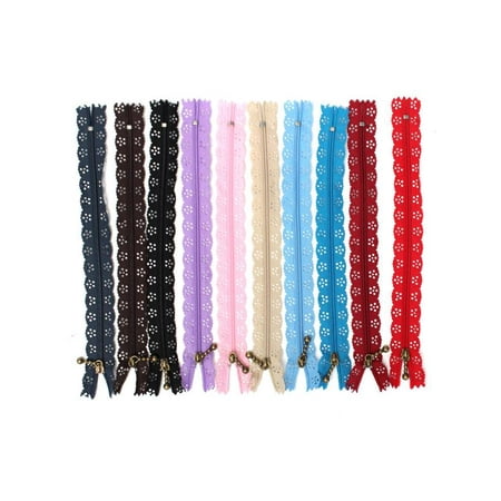 - 10x Brass Nylon Lace Bud Silk Zipper Puller For Purse lace zipper Bag Sewing Tool with Closed End Design DIY Craft Handwork Color Random
