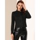 thumbnail image 2 of Chaqueta De Gamuza Sintética Para Mujer Cuello Alto Cremallera Manga Larga Abrigo De Motociclista Negro L Allegra K, 2 of 6