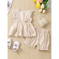 thumbnail image 3 of Bagilaanoe 2pcs Toddler Baby Girls Short Pants Set Sleeveless Ruffle Tops + Shorts 9M 12M 2T 3T 4T Kids Casual Summer Outfits, 3 of 9