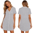 thumbnail image 4 of yillto Women Nightshirts Buttons down Nightgown Short Sleeve V Neck Sleepwear Pajamas Dress with Pockets, 4 of 7