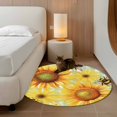 thumbnail image 2 of Small Round Rug 3Ft Washable Non-Slip, Sunflower Circle Area Rugs for Living Room Bedroom, Yellow Flowers Elegant Pastoral Botanical Indoor Floor Mats Carpet Runner for Home Decor, 2 of 8