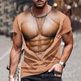 thumbnail image 5 of WREESH Men's 3D Muscle Print T-Shirts Funny Round Neck Short Sleeve Fitness Wear Beige, 5 of 5