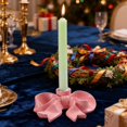 thumbnail image 6 of Shoreew Pink Bow Ceramic Candle Holder Taper Candle Stand Candlestick Table Centerpiece Holiday Party Home Office Desktop Decoration, 6 of 7