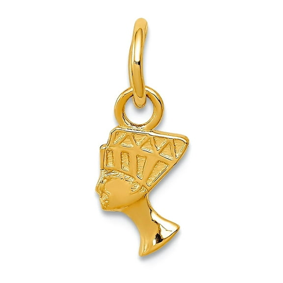 14k Yellow Gold Solid Polished Nefertiti Charm 10x6mm Pendant Necklace for Women - .4 Grams