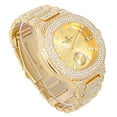 thumbnail image 4 of Charles Raymond Bigger is Better Oversized or Baguette Diamonds for The Luxurious Blinged Out Oblong Metal Mens Wristwatch w/Cuban Bracelet- ST10316CE Cuban (ST10235VO Gold Gold), 4 of 8