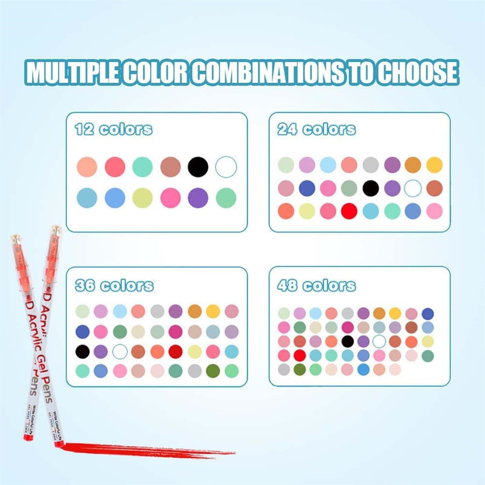 Made of Plastic, Pen Acrylic Gel Pens with High Aesthetic Appeal in Trendy Style Fast Drying 1Mm for Smooth Writing and Color Layering Great for Students Handwriting and Marking Needs（1Ml）