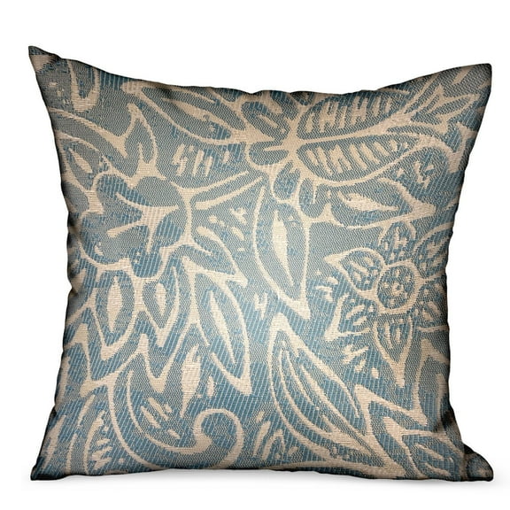 Plutus Serene Oasis Blue, Cream Floral Luxury Outdoor/Indoor Throw Pillow Double sided 18" x 18"