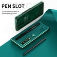 thumbnail image 7 of Galaxy Z Fold 3 5G Case with Removable S Pen Pocket, Dteck Slim Leather Hybrid Mirror Surface Kickstand Cover with Portable Strap for Samsung Galaxy Z Fold3 5G, Green, 7 of 7