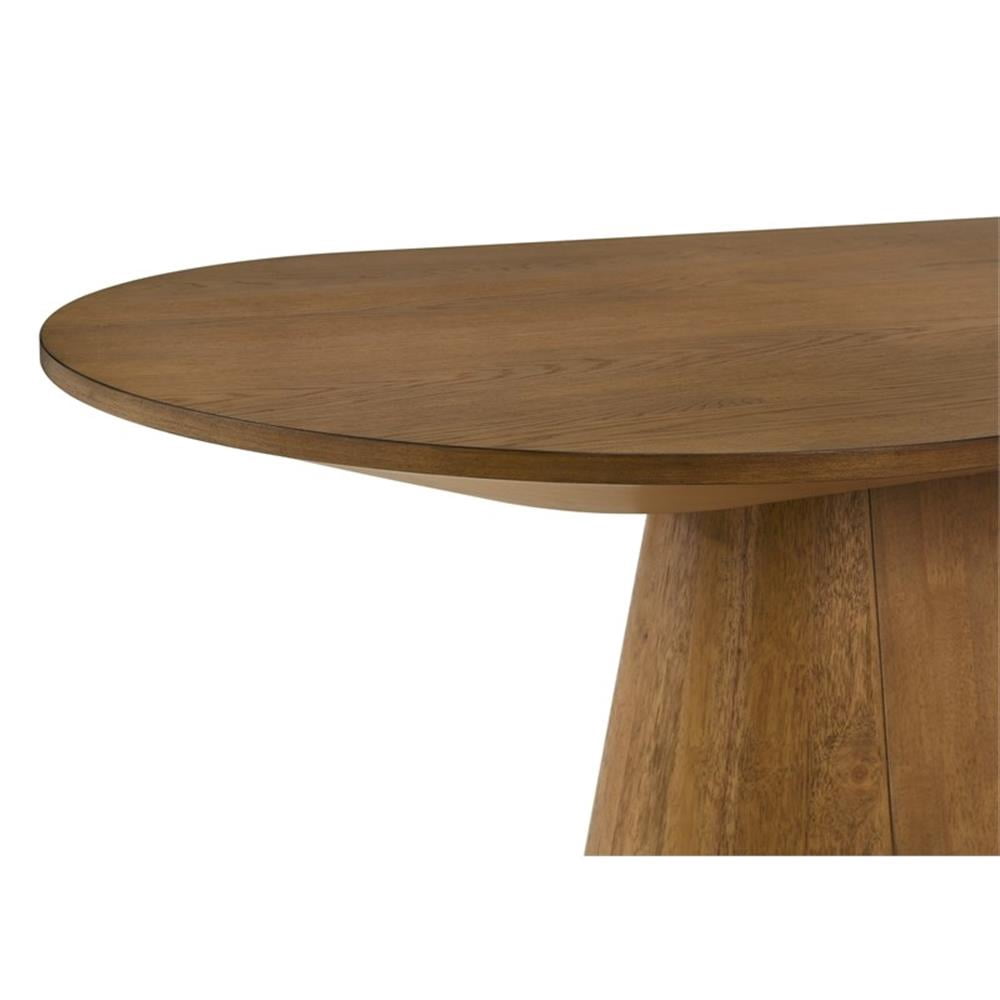 Andrew 88" Brown Walnut Wood Finish Oval Dining Table with Pedestal Base