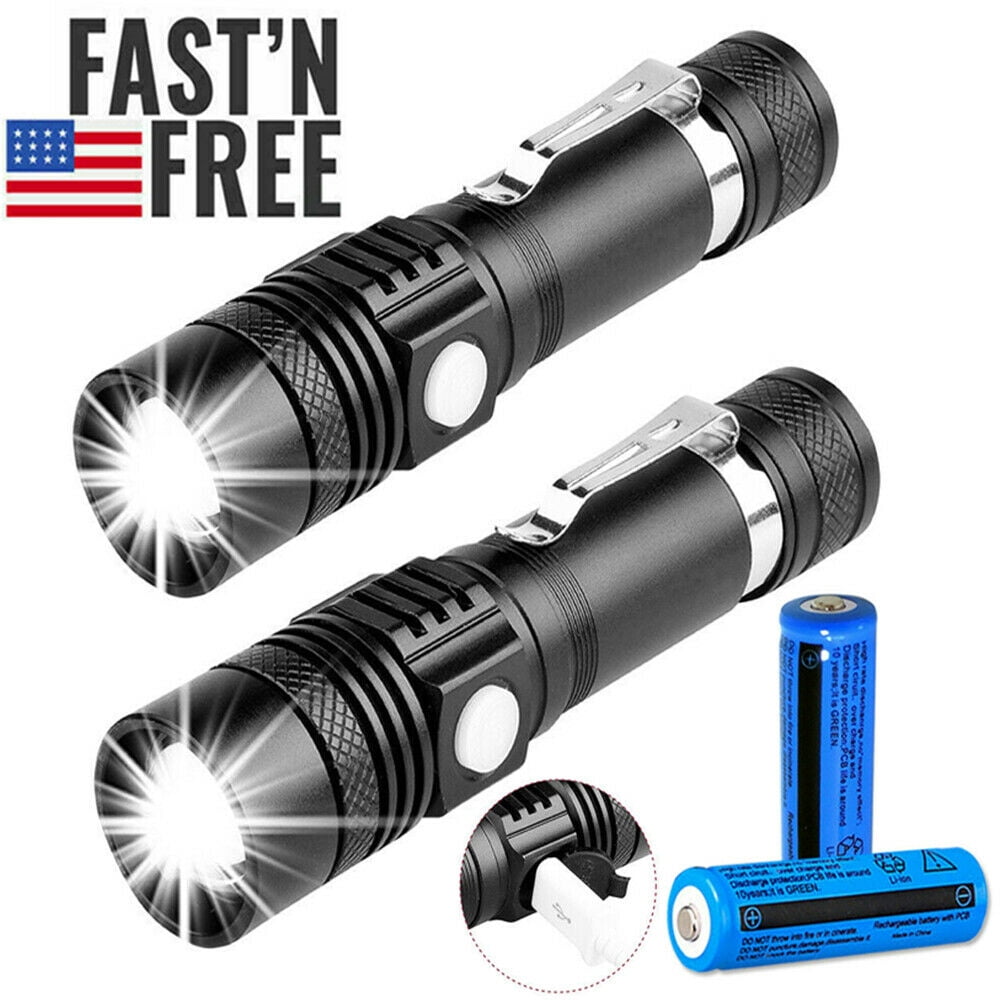 10PCS Tactical Police Mini 350000Lumens LED Flashlight Torch Lamp Light Zoomable 