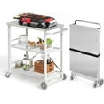 thumbnail image 3 of Dycanpo Foldable Outdoor Grill Cart, Movable 3 Tiers Grill Table,Stainless Steel, 33.8'', White, 3 of 12