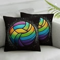 thumbnail image 2 of Sport Rainbow Volleyball Throw Pillow Covers  Set of 2 Decorative Pillowcase Cushion Covers Soft Velvet Pillow Cases for Sofa Couch Bed Car Bedroom Home Decor, 2 of 6