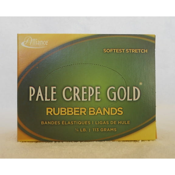 Alliance Rubber 20189 Pale Crepe Gold Rubber Bands Size #18, 1/4 lb Box Contains Approx. 551 Bands (3" x 1/16", Golden Crepe)