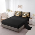thumbnail image 5 of Manfei Wild Butterfly 7pcs Bedding Queen Size for Girls, Vintage Damask Comforter Sets with Sheets, Gold Rose Flower Bed Set, Microfiber Bedroom Decor, 5 of 8