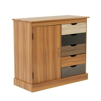 OS Home and Office Furniture 39.25" 5-Drawer Modern Wood Cabinet in Yellow Oak