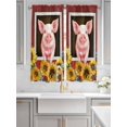 thumbnail image 2 of Pigs Sunflowers Bathroom Window Curtain, Farmhouse Red Barn Flowers Animals Light Filtering Coffee Kitchen Curtains, Bedroom Living Room Curtains 2 Panel 84"x63", 2 of 6