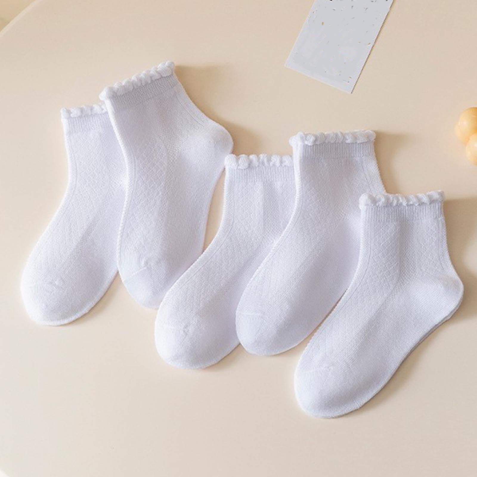 10 Pairs Kids Baby Girls Cotton Socks Ruffle Dress Thin Breathable Crew Socks Toddler Ankle Socks 3-14Years