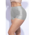 thumbnail image 4 of Shiny Shorts High Waist Hotpants Stretch Lightweight Comfy Short Length Neon Dance Shorts Wet Look Disco Party Rave Silver Small, 4 of 4