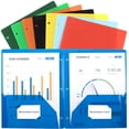 thumbnail image 5 of 100 Pack Two Pocket Plastic Translucent 3-Ring Hole Punch Folders, 11.5”L x 9.5”W for Filing / Storing Paper Work, Assorted Colors, 5 of 8