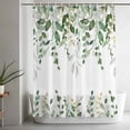 thumbnail image 4 of Green Eucalyptus Leaf Shower Curtain, Spring Country Farmhouse Plants Leaves Waterproof Shower Curtain Set with 12 Hooks Lightweight Bath Curtains Fabric Bathroom Decor 72x72 Inches, 4 of 9