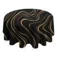 thumbnail image 4 of Black Gold Wave Marble Pattern Round Tablecloth 60"x60",Wrinkle Wipeable Table Cloth for Kitchen Dining Room Picnic Patio Party, 4 of 6