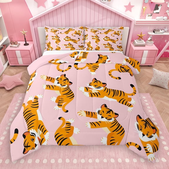 Castle Fairy 2-Piece Twin Size Comforter Set - Cartoon Tiger Kawaii Print