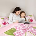 thumbnail image 6 of Homewish Cute Cartoon Bowtie Bedding Comforter Set,Sweet Berry Twin Comforter Sets,Pink White Green Bedding Set For Girls Kids,Ultra Soft Home Decor Reversible,2pcs, 6 of 9