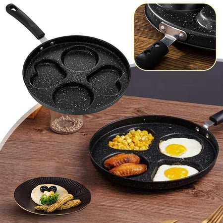 

Egg Pan 4-Cup Nonstick Granite Omelette Skillet Non Stick Pancake Frying Pan for Breakfast Suitable for Gas Stove & Induction Cookware - Black Oven Pan