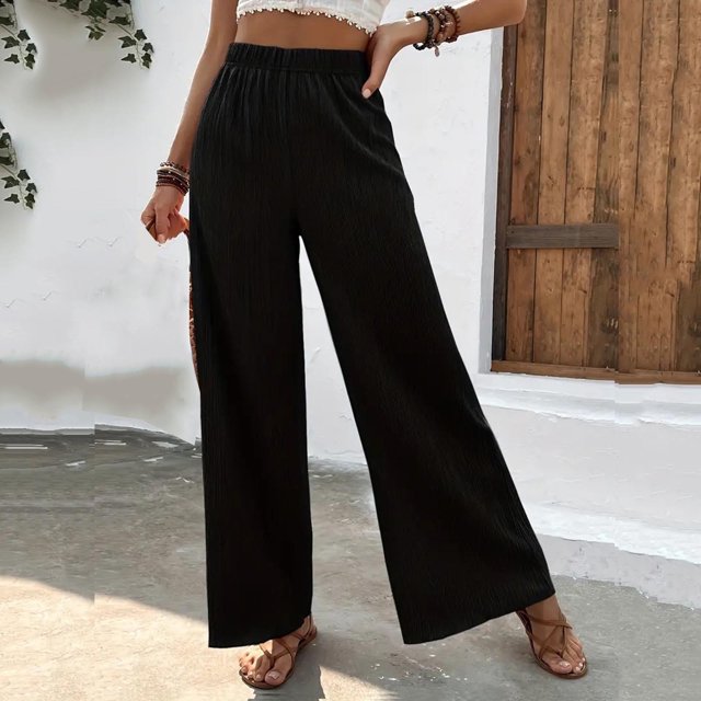 ICHUANYI Clearance Women Workout Out Trousers Casual Loose Pants Color Wide Leg Pants(Black, XL) ICHUANYI WER2023081107642