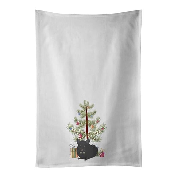 Carolines Treasures CK4433WTKT 28 x 19 in. Unisex Charcoal Chinchilla Merry Christmas White Dish Towels Kitchen Towel - Set of 2