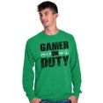 thumbnail image 4 of Gamer On Duty Video Games Nerdy Geeky Men's Long Sleeve Tee T Shirt Brisco Brands 2X, 4 of 6