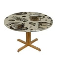 thumbnail image 3 of JRXY Coffee Theme Round Fitted Table Cover for Dining Tables,Elastic Edged Tablecloth Hot Coffee and Beans Retro Cup Waterproof Tables Cover Cloths for Kitchen Dinner,Party,Events White, 3 of 7