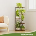 thumbnail image 4 of Bamworld Corner Plant Stand Indoor 5 Tier Metal Plant Shelf Brown Plant Stands for Multiple Plants Small Plants Pots Flower Stand Pot Holder for Patio Garden Corner Balcony Living Room Narrow, 4 of 6