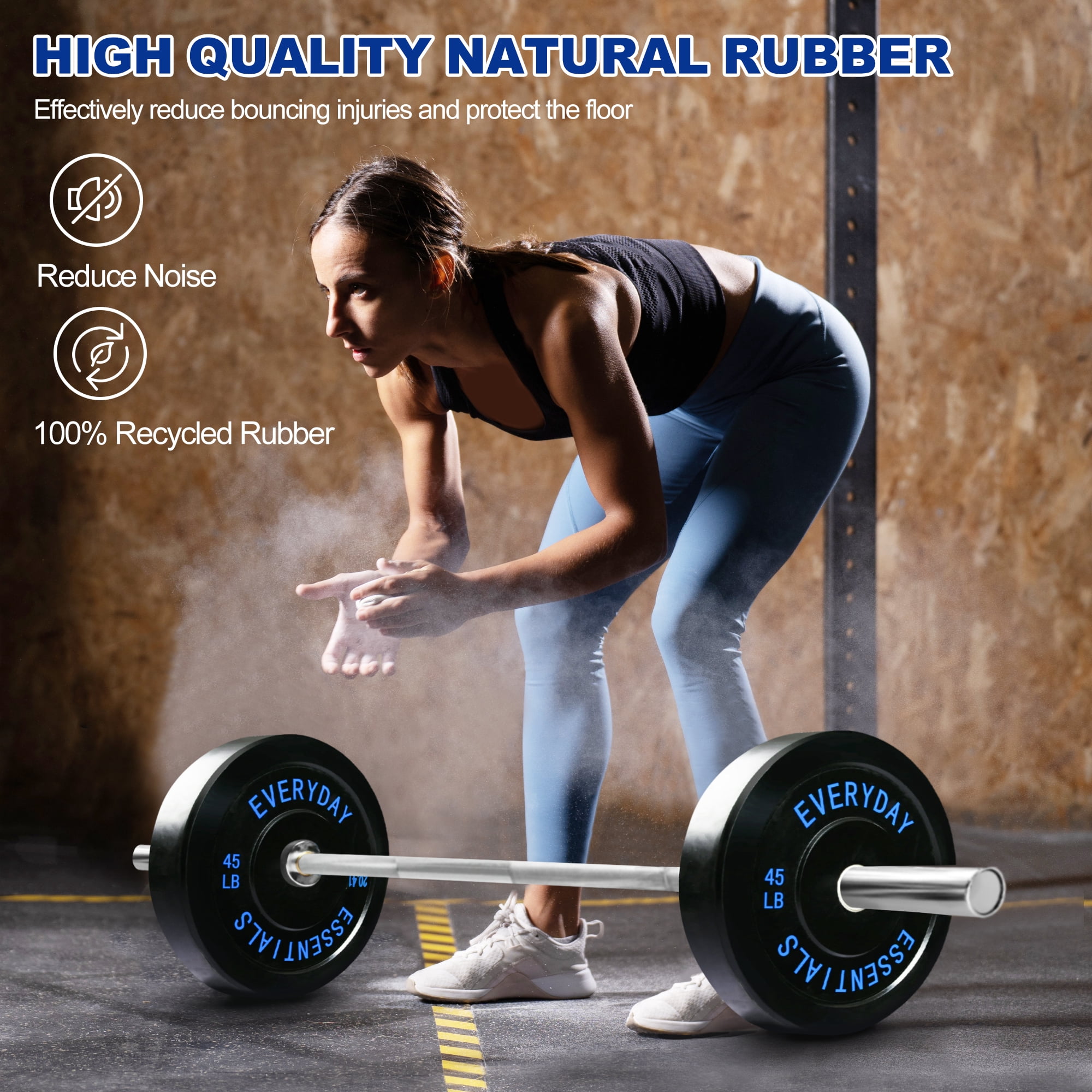 BalanceFrom Olympic Bumper Plate Weight Plate with Steel Hub, Black, 45 lbs Single