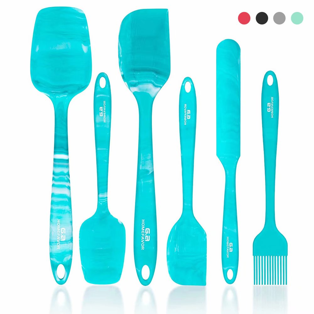 Silicone Spatula Set, G.A Homefavor Heat-Resistant Spatula - One Piece Seamless Design, Rubber Spatula Non-Stick for Cooking, Baking and Mixing (6 Piece Set, Marble Pattern) - image 1 of 12